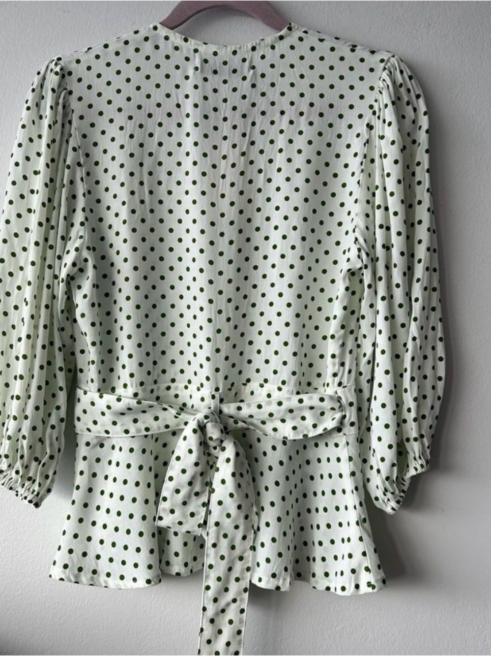Faithfull The Brand Green Lula Dot Wrap Blouse - Picture 4 of 6
